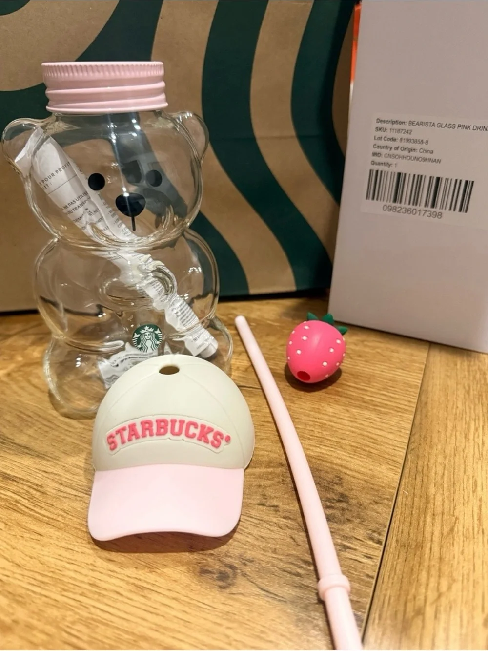 Starbucks Pink Bearista Glass Cold Cup